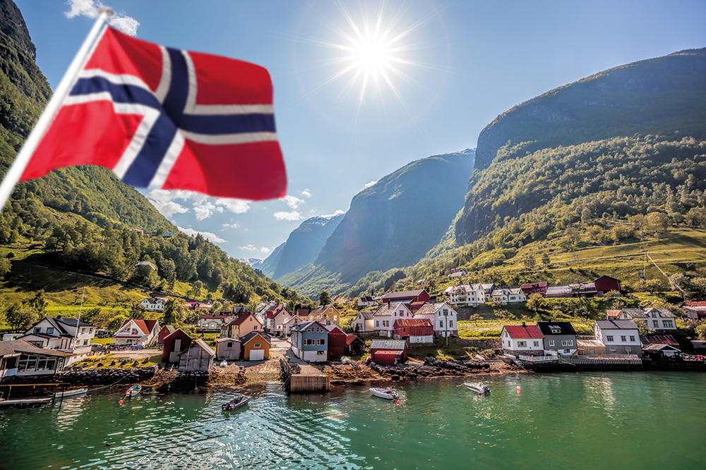 Norwegen mit Flagge